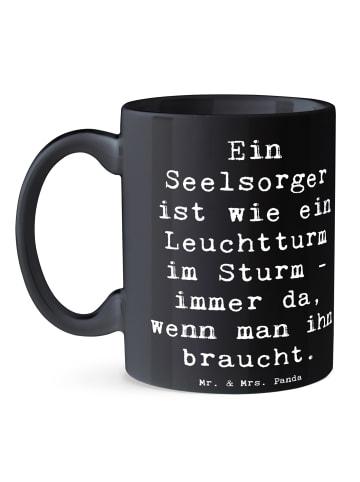 Mr. & Mrs. Panda Teebecher Spruch Seelsorger Leuchtturm mit Spruch in Schwarz