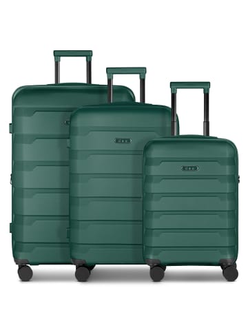 D&N South Dakota 4 Rollen Kofferset 3-teilig mit Dehnfalte in olive