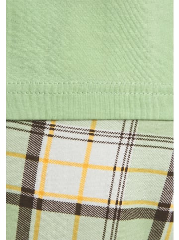 Vivance Active Pyjama in grün und rosa-kariert