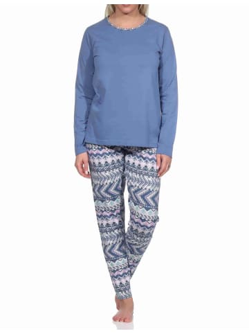NORMANN langarm Schlafanzug PyjamaEthnolook - 77321 in blau
