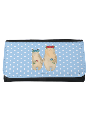 Mr. & Mrs. Panda Frauen Portemonnaie Bären mit Blumenkranz ohne ... in Blau Pastell