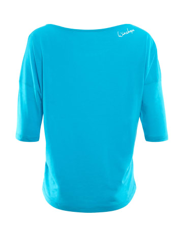 Winshape ¾-Arm Shirt Ultra Light mit Glitzer-Aufdruck MCS001 in sky blue/glitzer/weiß