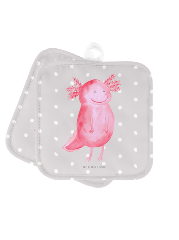 Mr. & Mrs. Panda Ofenlappen Axolotl Glücklich ohne Spruch in Grau Pastell