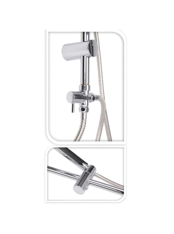 Bathroom Solutions Brausestangenset mit Regendusche, Edelstahl in Silbern, 80 cm
