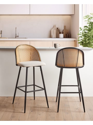 Beliani 2-tlg Barhocker CORNELL in Schwarz/Beige/Braun