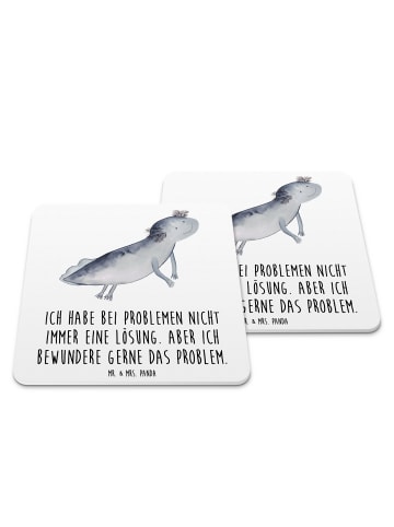 Mr. & Mrs. Panda Coaster Axolotl Schwimmen mit Spruch in Weiß