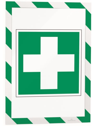 Durable Informationsrahmen Duraframe Security A4 magnethaftend Packung mit 5 Stück weiß/grün