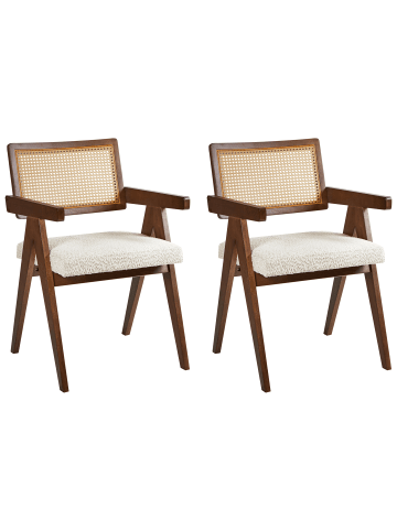 Beliani 2er-Set Esszimmerstuhl AVA in Beige/Braun