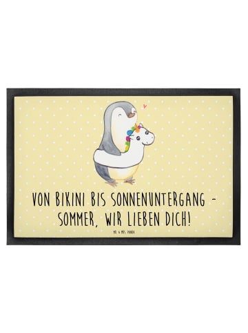 Mr. & Mrs. Panda Schmutzfangmatte Sommer Meer Strand mit Spruch in Gelb Pastell
