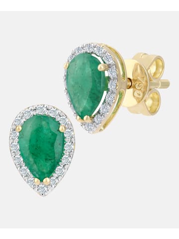 Diamant L'éternel Ohrstecker aus 750 Gelbgold mit Diamant mit Smaragd