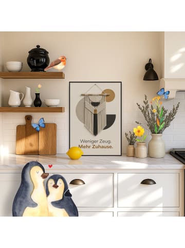 Mr. & Mrs. Panda Wandbild Makramee minimalistisch Design mit Spruch in Weiß
