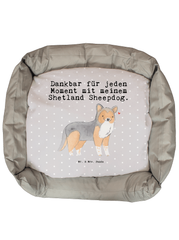 Mr. & Mrs. Panda Hundekorb Shetland Sheepdog Moment mit Spruch in Grau Pastell
