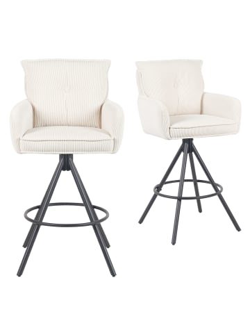 DUBI Möbel 2er-Set: Barhocker Nila in Creme - (B)55 x (H)102 x  (T)58 cm