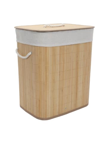 NUXIO Wäschekorb aus Bambus mit herausnehmbarem Sack SANA in Beige, 30 x 50 x 40 cm