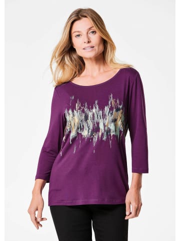GOLDNER Edles Shirt mit Frontdruck, 3/4-Arm in beere