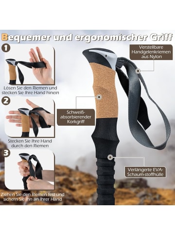 COSTWAY Wanderstöcke Teleskop Aluminium in Schwarz