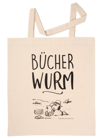 Snoopy The Peanuts Snoopy Stoffbeutel - Bücherwurm in beige