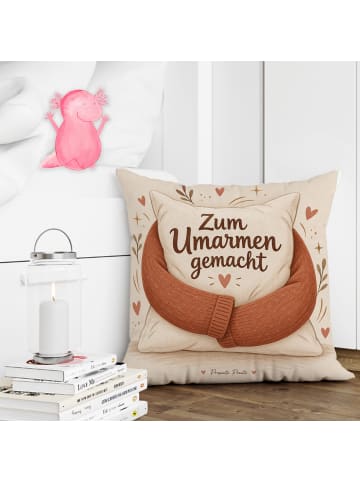Mr. & Mrs. Panda Deko Kissen Umarmung warm Design mit Spruch in Weiß