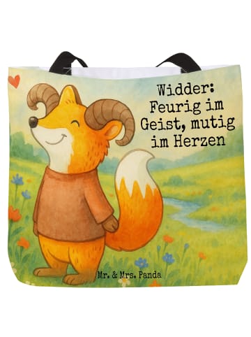 Mr. & Mrs. Panda Tote Bag Widder Astologie Design mit Spruch in Weiß