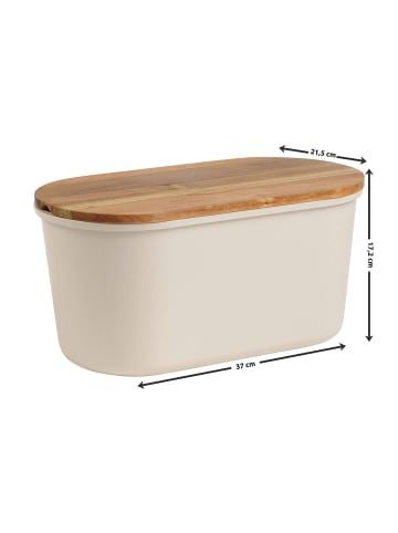 Echtwerk Brotbox mit Holzdeckel "Fresh" 13 l in Creme