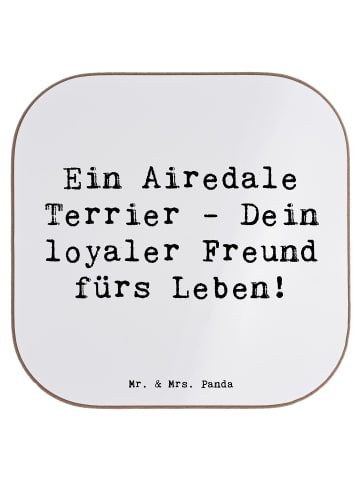 Mr. & Mrs. Panda Untersetzer für Gläser Spruch Airedale Terrier ... in Weiß