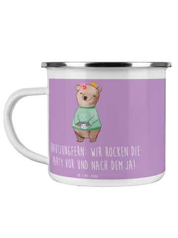 Mr. & Mrs. Panda Kaffeebecher Brautjungfern Party mit Spruch in Lavendeltraum