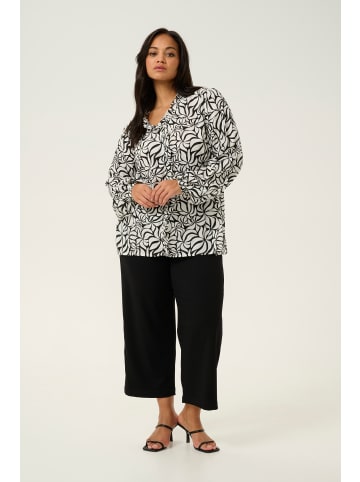 KAFFE curve Langarm-Bluse KCellena in Black/White Leaf Print
