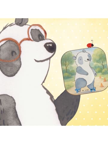Glas-Untersetzer Panda Inliner fahren Design oh... in Weiß