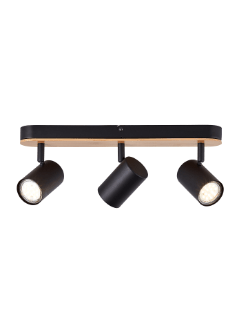 Brilliant Spotbalken, 3-flammig Niels 14,5x40,5x5,5 cm in schwarz matt/natur