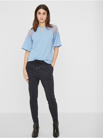 Vero Moda Lockere Stoffhose Stretch Pants mit Kordelzug VMEVA in Blau-2