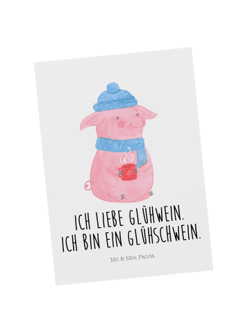 Mr. & Mrs. Panda Grußkarte Schwein Glühwein mit Spruch in Weiß