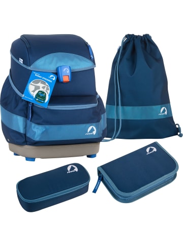 finkid Schulranzenset 4-tlg. BUDDY EKO SPORT denim/dove in blau/hellblau