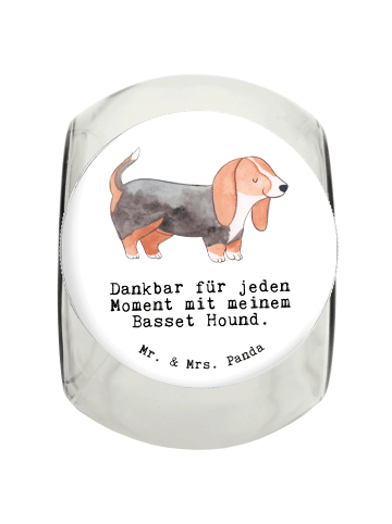 Mr. & Mrs. Panda Leckerli Glas Basset Hound Moment mit Spruch in Weiß