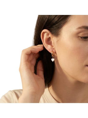 Amor Charm Creole Edelstahl, IP gold, Perlmutt in gold