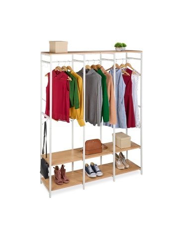 relaxdays Garderobe in Weiß/ Natur - (B)141 x (H)180 x (T)40 cm