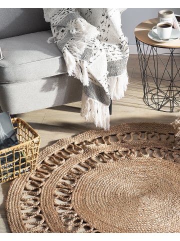 Beliani Kurzflor DIKILI in Beige - (W) 120 x (H) 1 x (L) 120 cm