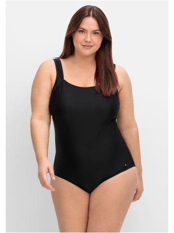 sheego Badeanzug in schwarz