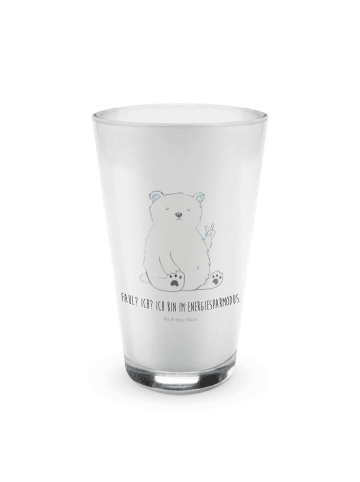 Mr. & Mrs. Panda Latte Macchiato Glas Eisbär Faul mit Spruch in Transparent