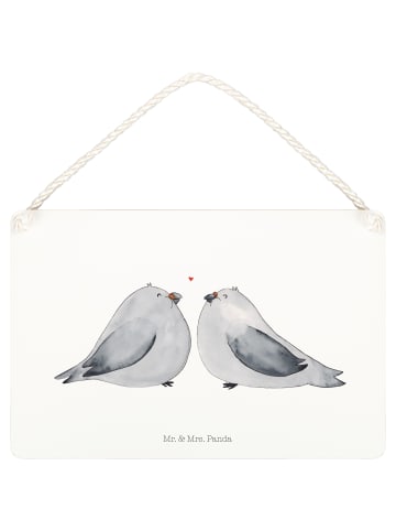 Mr. & Mrs. Panda Schild Turteltauben Liebe ohne Spruch in Transparent