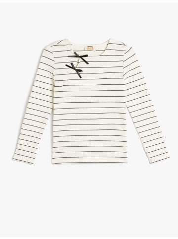 KOTON TSHIRT LS in Beige Gestreift