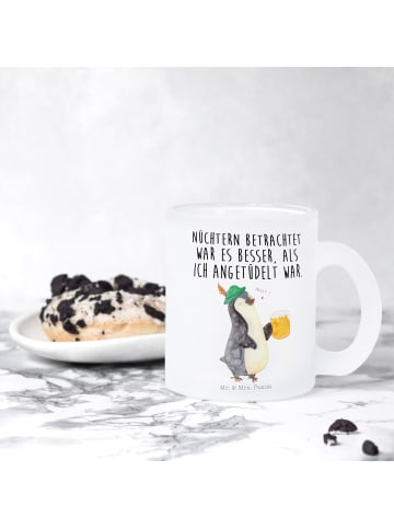 Mr. & Mrs. Panda Teetasse Pinguin Bier mit Spruch in Transparent