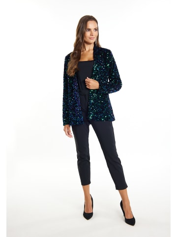 faina Damen Blazer Mit Pailletten in Blau Grün Mehrfarbig