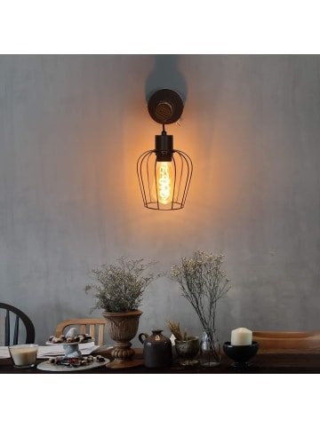ZMH Wandleuchte in schwarz Holz 1-flammige E27 Vintage L 13CM