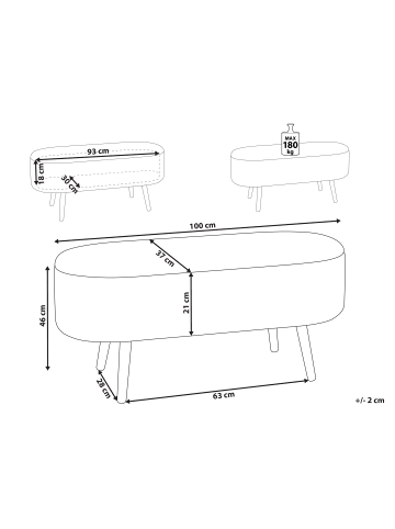 Beliani Hocker OKLAHOMA in Grün - (W) 37 x (H) 44 x (L) 100 cm