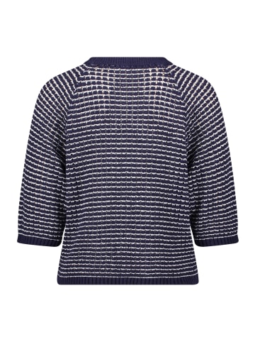 CARTOON Strickpullover mit Rundhalsausschnitt in Dunkelblau/Weiß