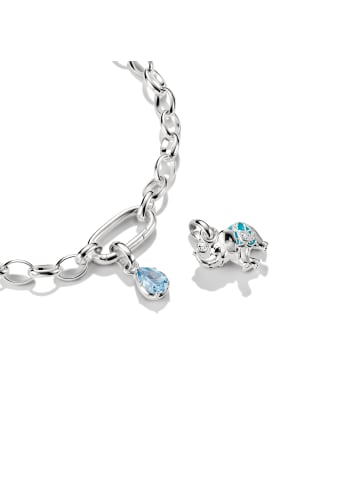 Thomas Sabo Charm-Anhänger Elefant Connect in silberfarben, weiß, türkis, schwarz