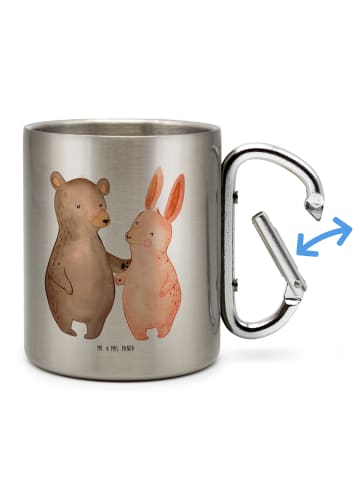 Mr. & Mrs. Panda Kaffeetasse Bär und Hase Umarmen ohne Spruch in Silber