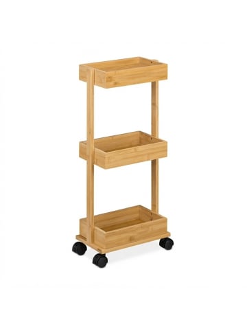 relaxdays Bambus-Rollwagen in Natur - (B)31 x (H)71,5 x (T)18 cm