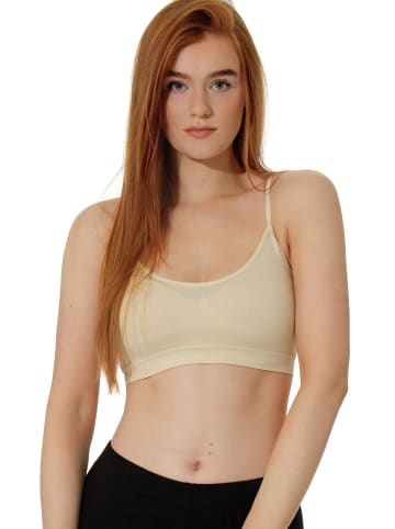 Yenita® Spaghetti Bustier 3er Set Seamless - Sport BH in skin