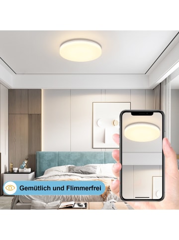 ZMH LED Deckenleuchte in weiß Ø22CM rund RGB Dimmbar 18W IP54 Flurlampe